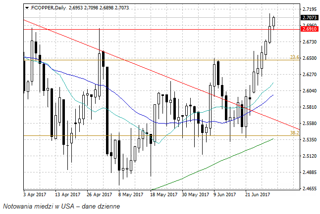 Notowania miedzi w USA - dane dzienne 